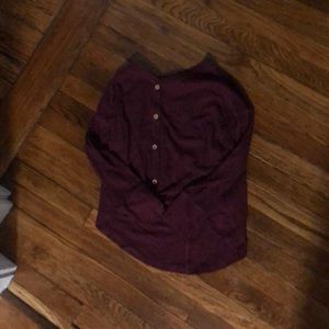 Dark red button up long tee
